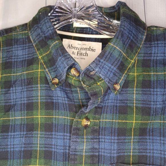 Abercrombie & Fitch Men's muscle flannel shirt 100% cotton - Picture 2 of 8